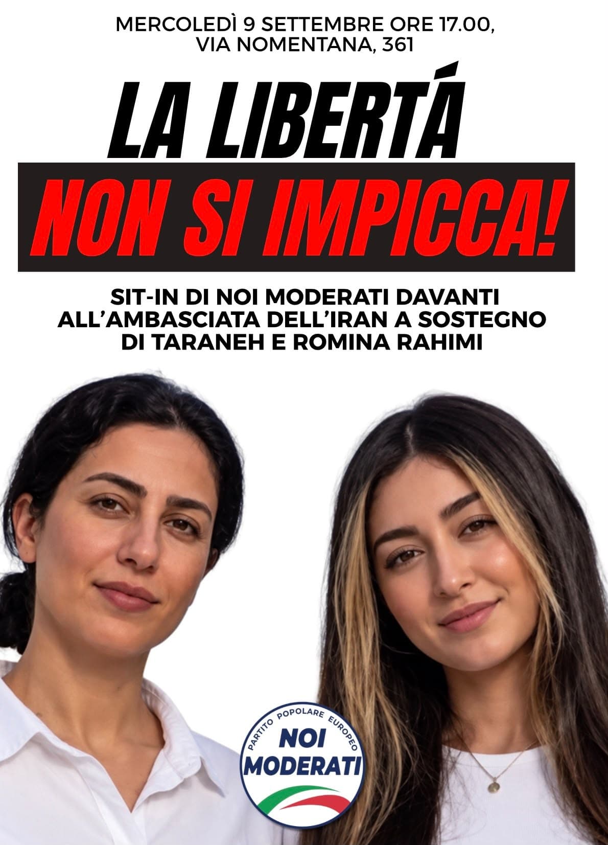  Sit-in all'ambasciata iraniana a Roma per Taraneh e Romina Rahimi, le gemelle iraniane condannate dal regime