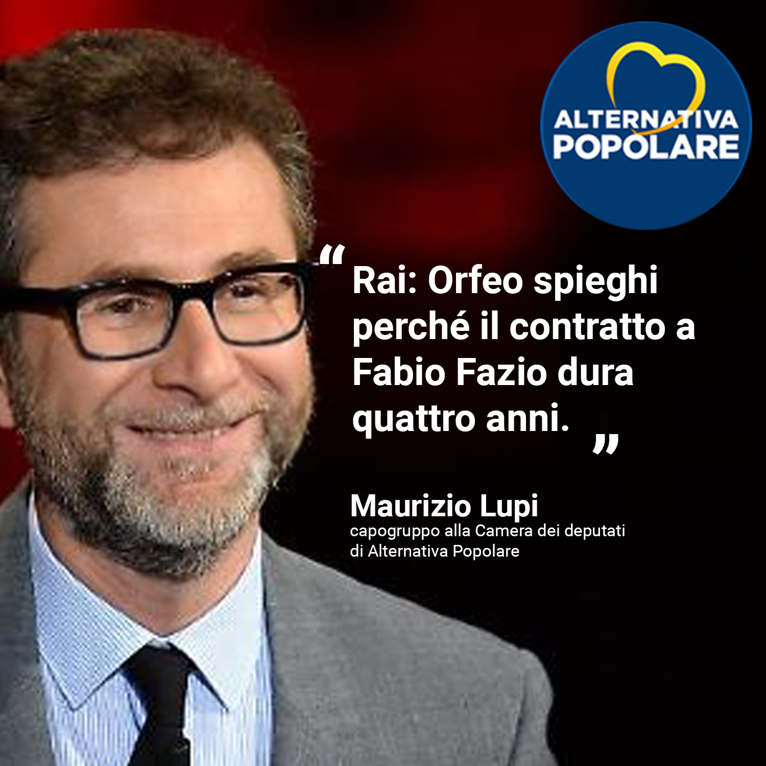 RAI: LUPI, ORFEO SPIEGHI PERCHÈ CONTRATTO A FAZIO DURA 4 ANNI