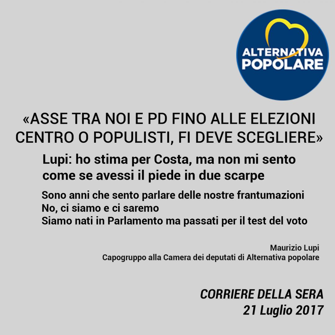  «Asse tra noi e Pd fino alle elezioni Centro o populisti, FI deve scegliere»