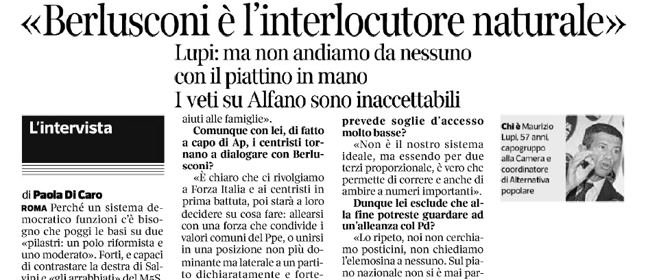 La mia intervista al Corriere della Sera, del 28/09/2017