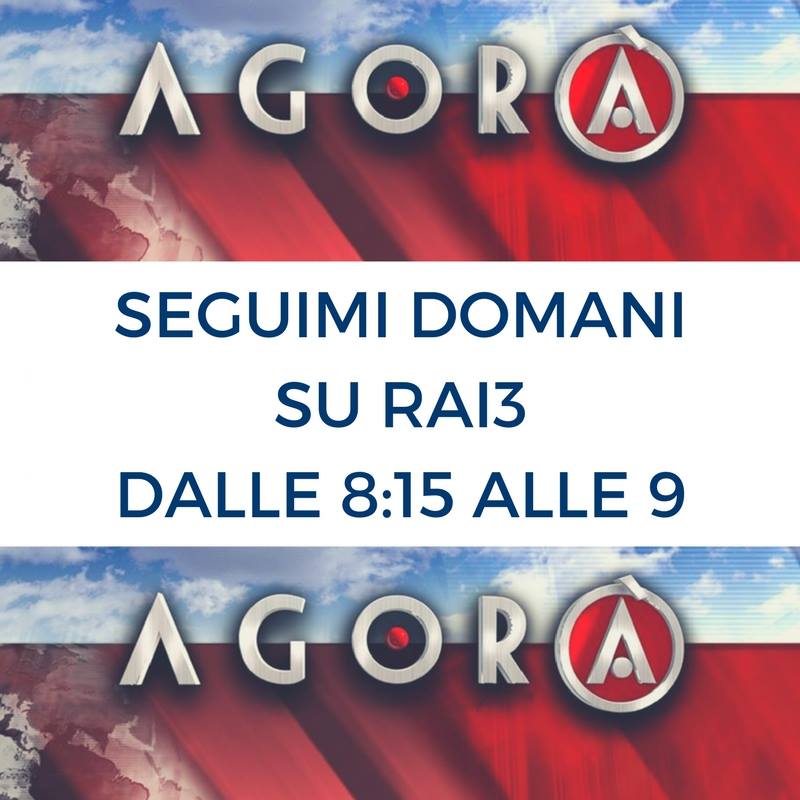 Domani seguimi ad Agorà su Rai Tre