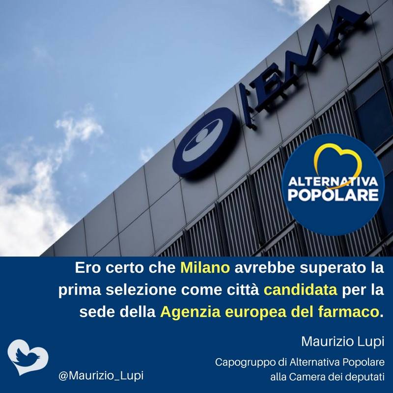 EMA: Ero certo che Milano avrebbe superato la prima selezione come città candidata per la sede della Agenzia europea del farmaco