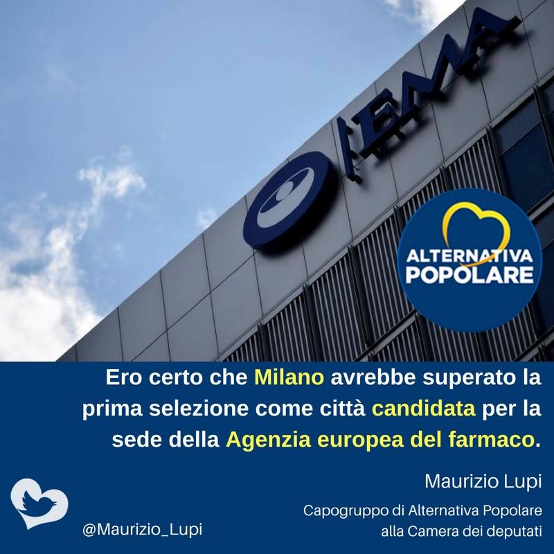  EMA: Ero certo che Milano avrebbe superato la prima selezione come città candidata per la sede della Agenzia europea del farmaco