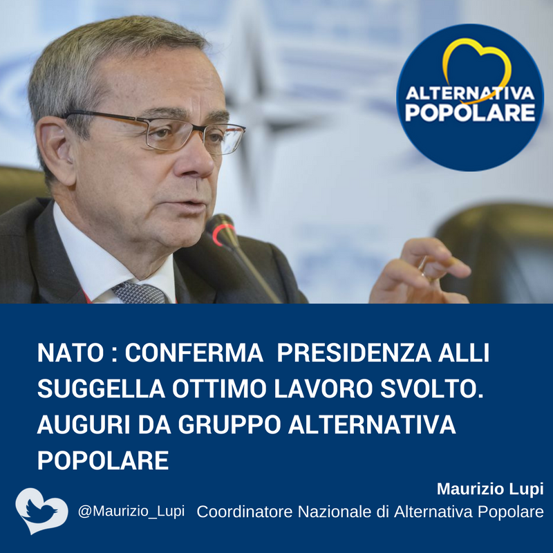  Congratulazione a Paolo Alli, rieletto Presidente dell'Assemblea Parlamentare della NATO