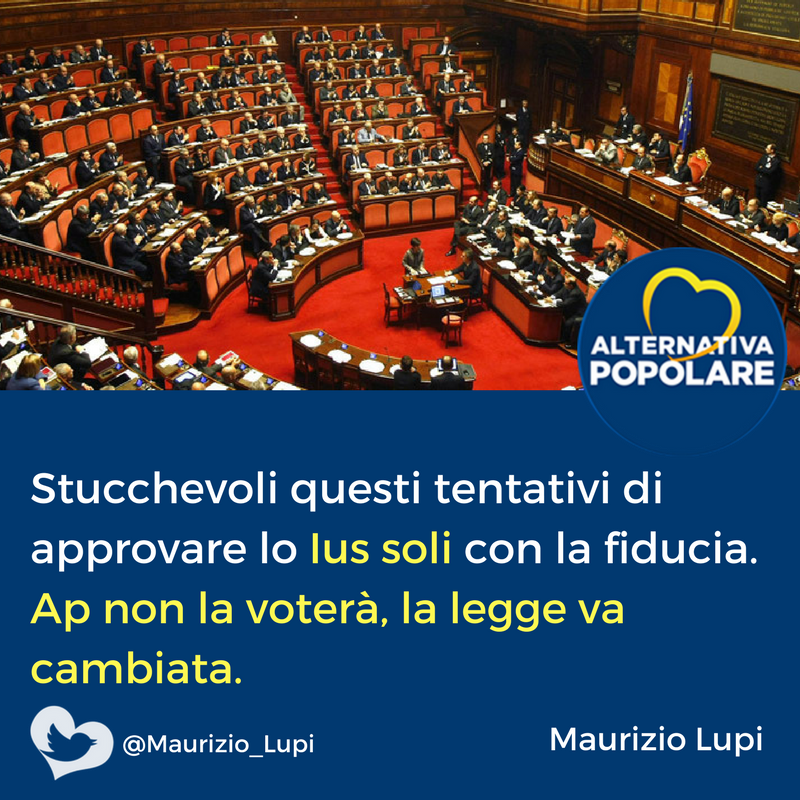 Sono stucchevoli questi ripetuti tentativi di approvare lo Ius soli con la fiducia.