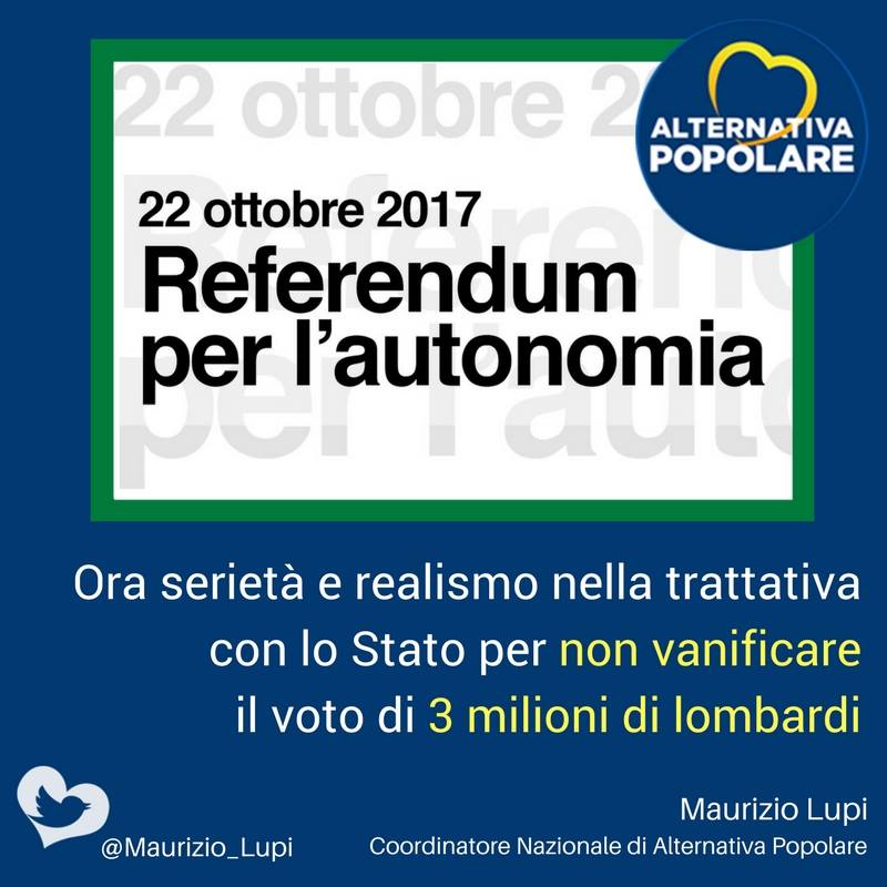  Referendum per l'autonomia: Non vanificare il voto di 5 milioni persone