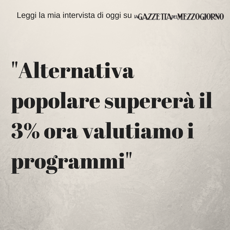 Alternativa popolare supererà il 3% ora valutiamo i programmi