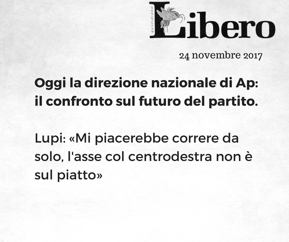 Oggi la direzione nazionale di Ap: il confronto sul futuro del partito.