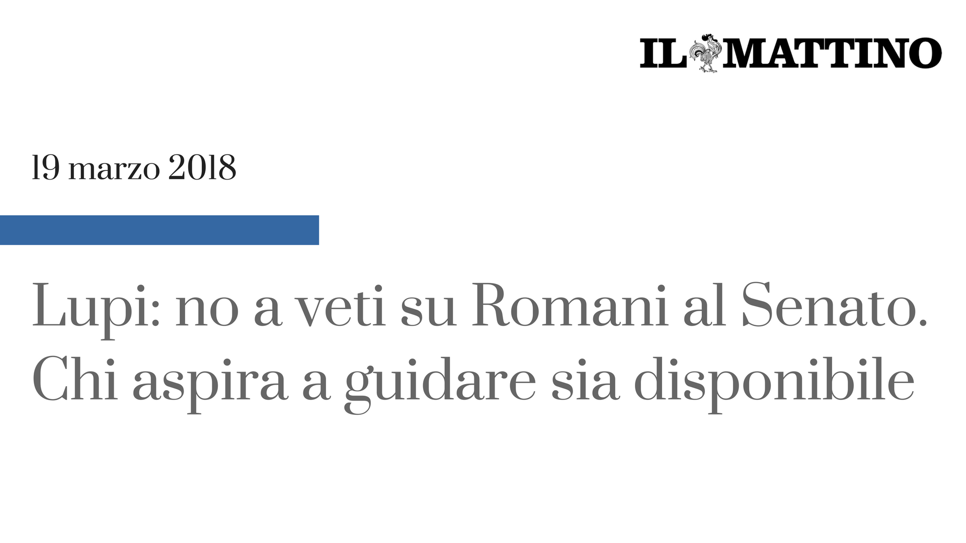 L'intervista di oggi al Mattino di Napoli