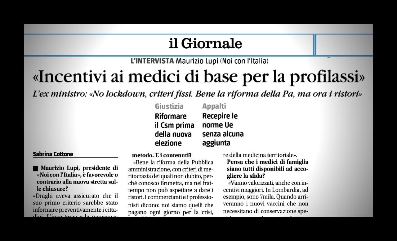  INTERVISTA SU IL GIORNALE: Incentivi ai medici di base per la profilassi