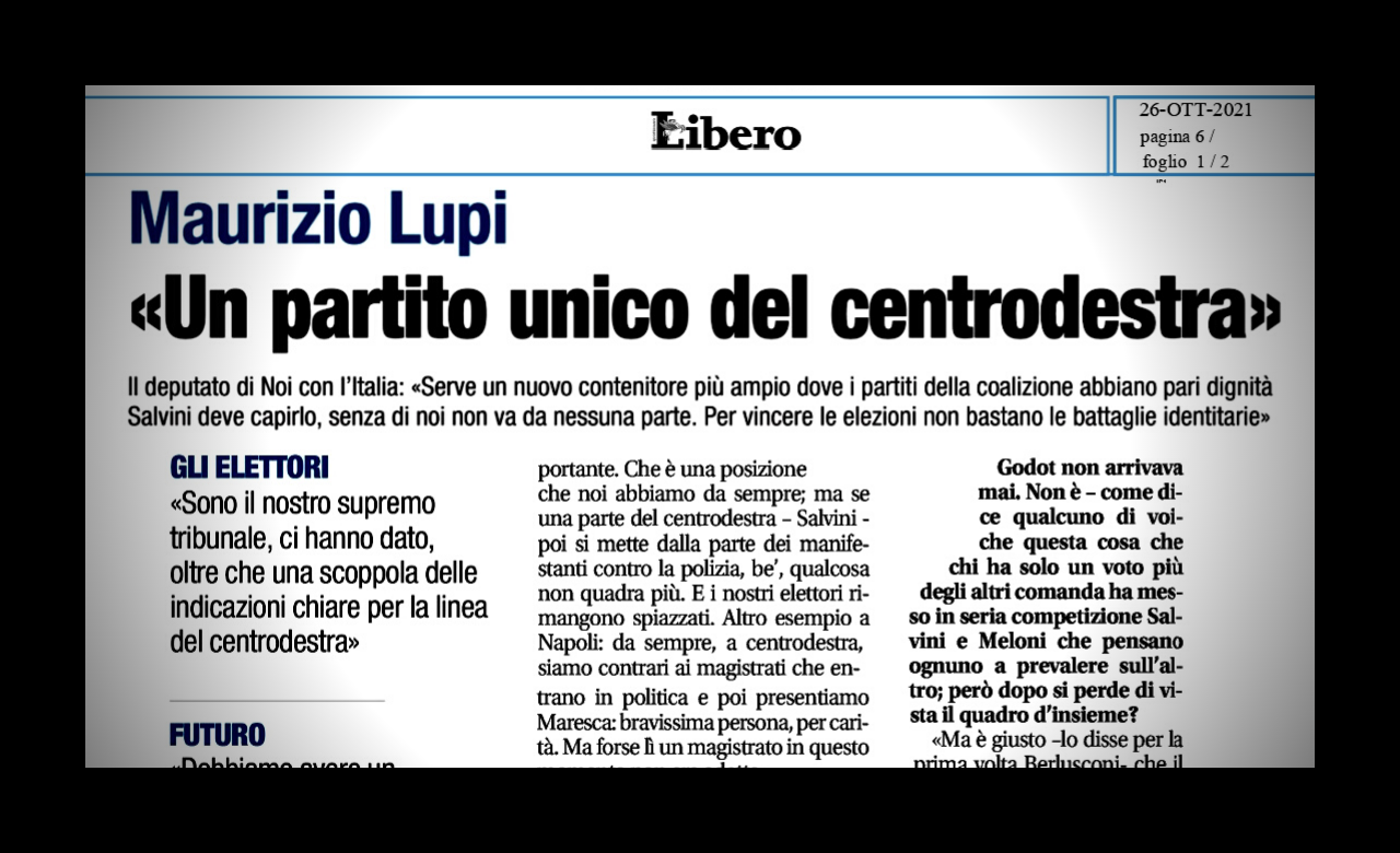 LIBERO: UN PARTITO UNICO DEL CENTRODESTRA