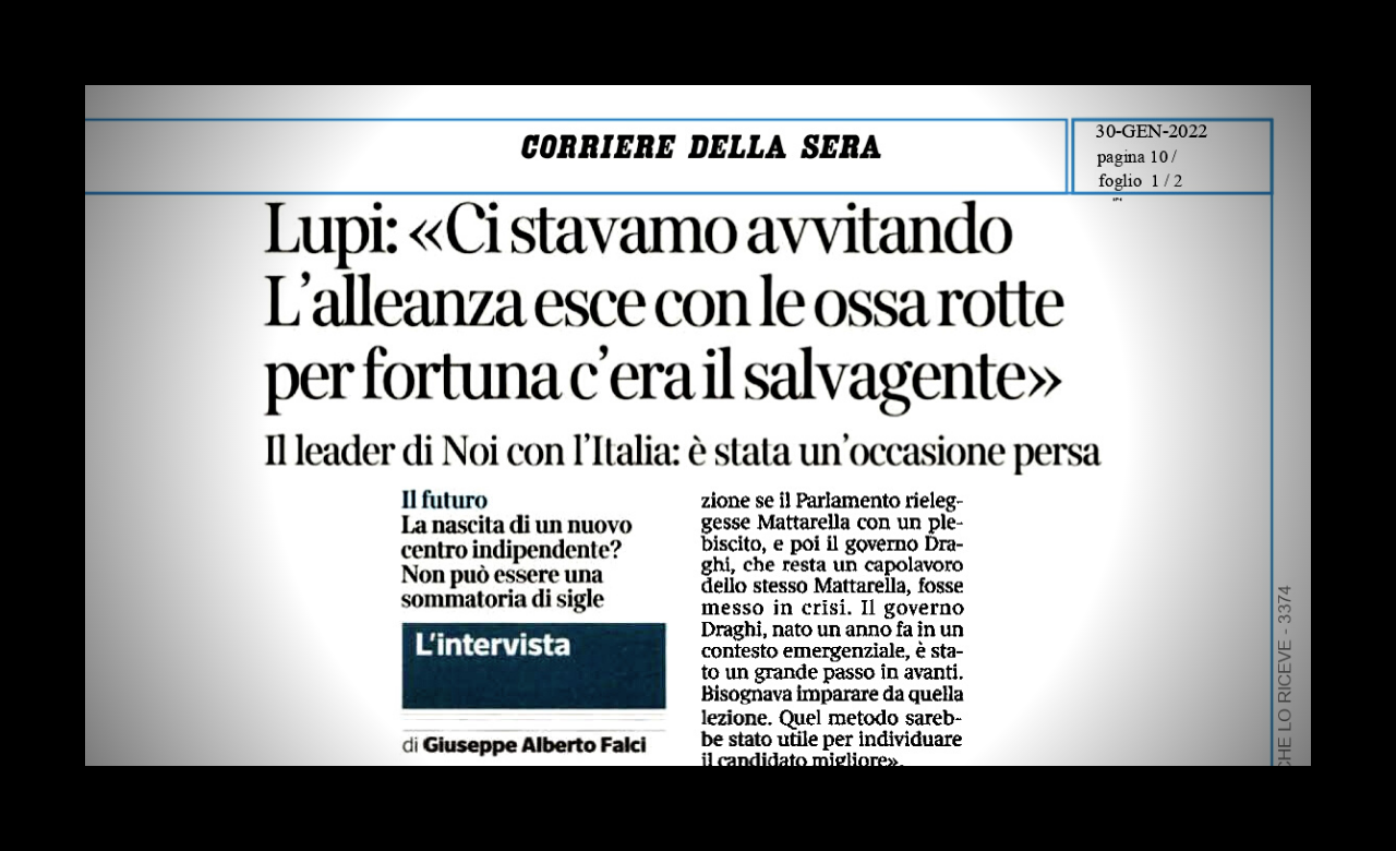 COR. SERA: CI STAVAMO AVVITANDO, L’ALLEANZA ESCE CON LE OSSA ROTTE