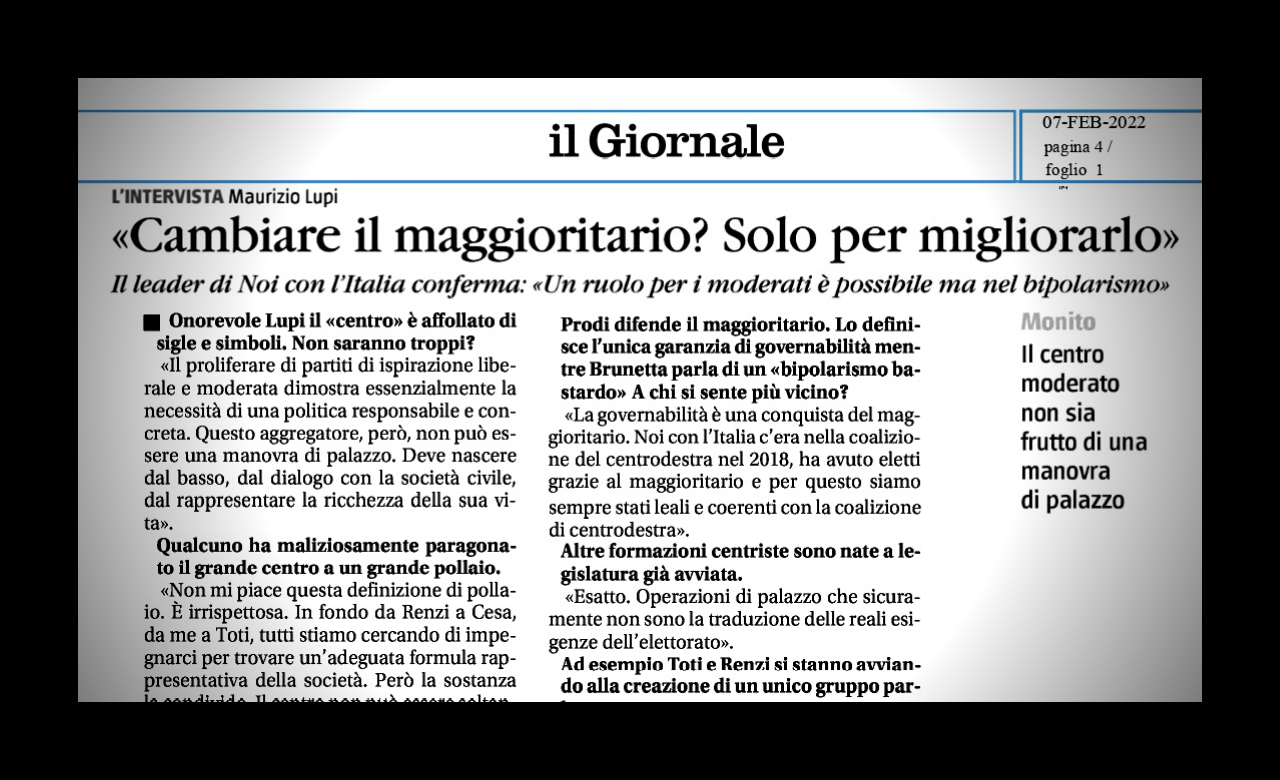  IlGIORNALE: CAMBIARE IL MAGGIORITARIO? SOLO PER MIGLIORARLO