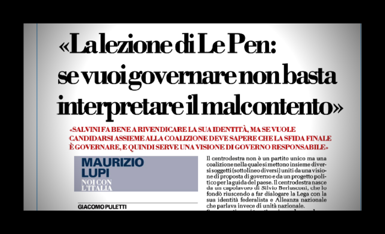 IL DUBBIO: LA LEZIONE DI LE PEN, SE VUOI GOVERNARE NON BASTA INTERPRETARE IL MALCONTENTO