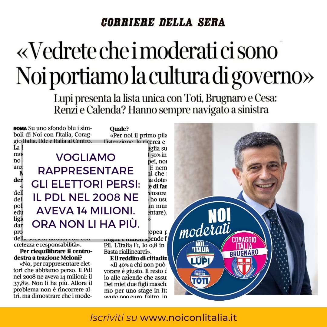 CorSera: Vedrete che i moderati ci sono. Noi portiamo la cultura di governo