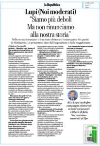 Lupi-Repubblica: “Siamo più deboli ma non rinunciamo alla nostra storia”