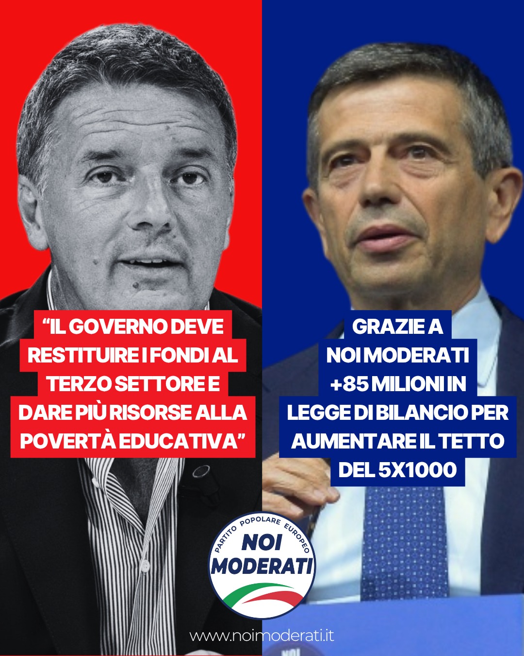  Noi Moderati innalza il tetto del 5×1000